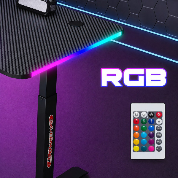 Гейминг бюро - LED RGB, Регулируема височина, 140см 4