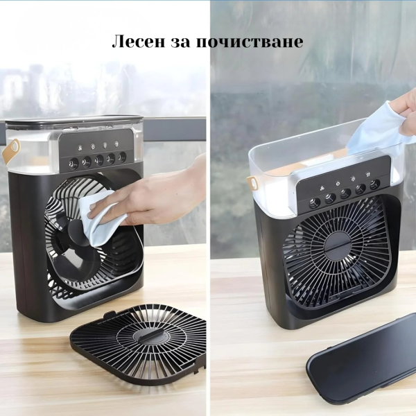 Преносим черен въздушен 3 в 1 охладител,овлажнител,вентилатор с LED резервоар за вода