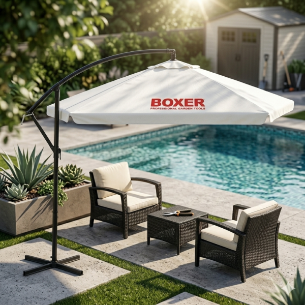 Градински чадър Boxer BX-3295 – Бял, водоотблъскващ, стабилен и устойчив 2