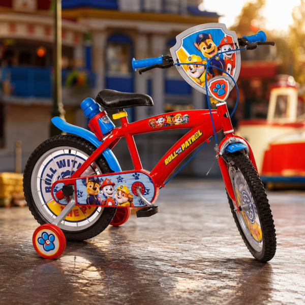 Детски велосипед Paw Patrol 16” – със спомагателни колела, спирачки и бутилка за вода