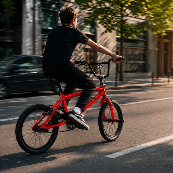 BMX велосипед TOIMSA 20” – Червен freestyle BMX с 360° ротор и V-Brake 2