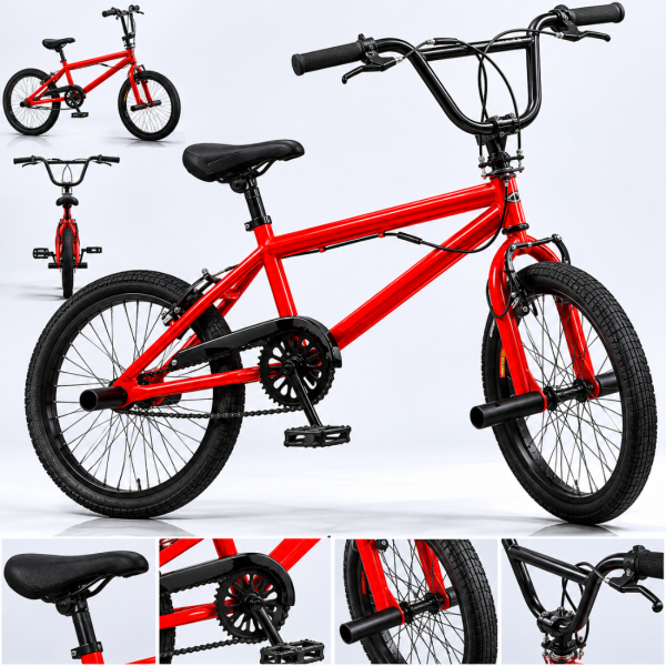 BMX велосипед TOIMSA 20” – Червен freestyle BMX с 360° ротор и V-Brake 3