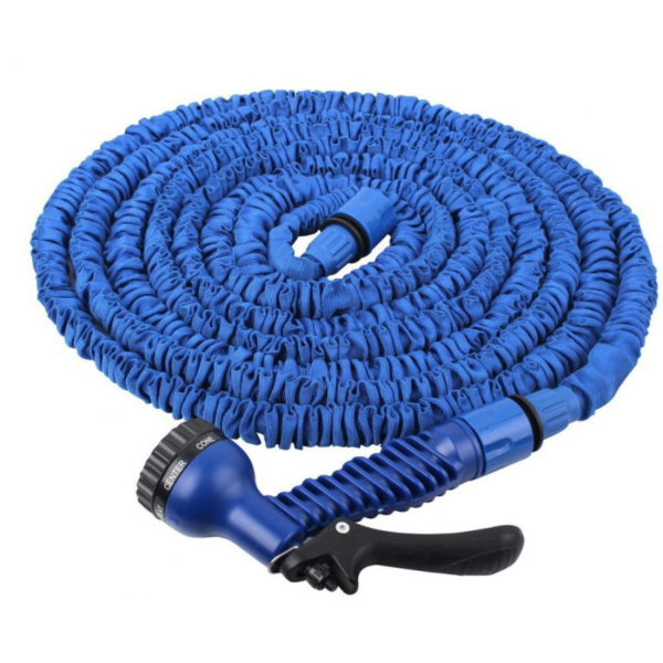 Разтегателен градински маркуч Magic Hose 15 м – Удължава се до 3 пъти, без усукване, с пистолет за пръскане