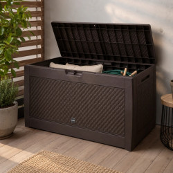 Градинска кутия за съхранение 310L – UV защита, ратанов дизайн, 119 x 48 x 60 см, Кафяв
