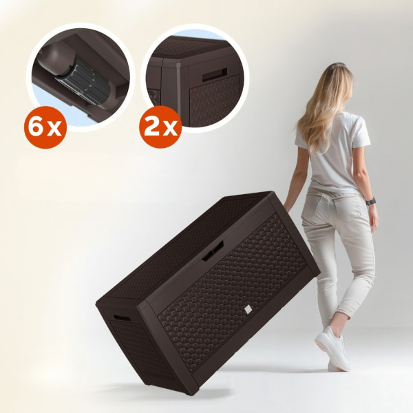 Градинска кутия за съхранение 310L – UV защита, ратанов дизайн, 119 x 48 x 60 см, Кафяв