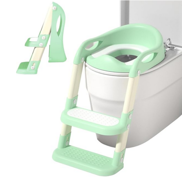 Детска тоалетна седалка със стълбичка и дръжки – Сгъваема, регулируема височина, противоплъзгаща, до 60 кг