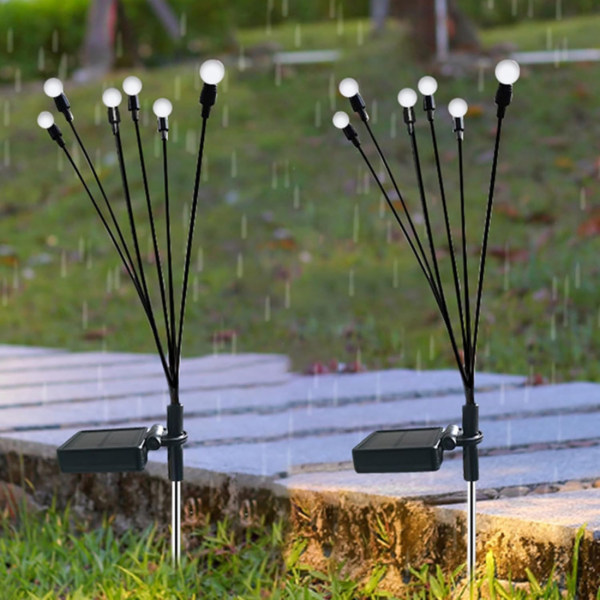 Соларни градински лампи "Светулки" 6 LED, комплект 2 броя - Топла бяла светлина, IP65, до 15 часа работа