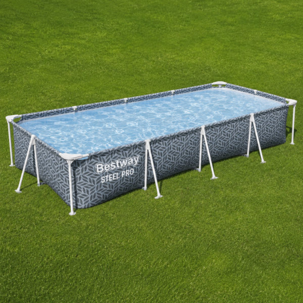 BESTWAY Steel Pro басейн 366x201x66 см с филтърна помпа - 4000 л капацитет, бърз монтаж и здрава метална рамка 1
