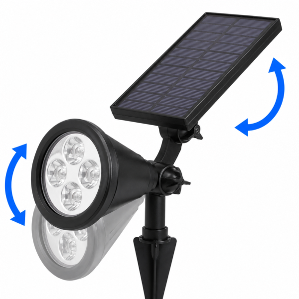 Соларен LED прожектор за градина 4 LED – Водоустойчив, с автоматично включване и регулируем соларен панел 6