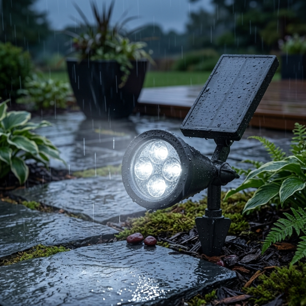 Соларен LED прожектор за градина 4 LED – Водоустойчив, с автоматично включване и регулируем соларен панел