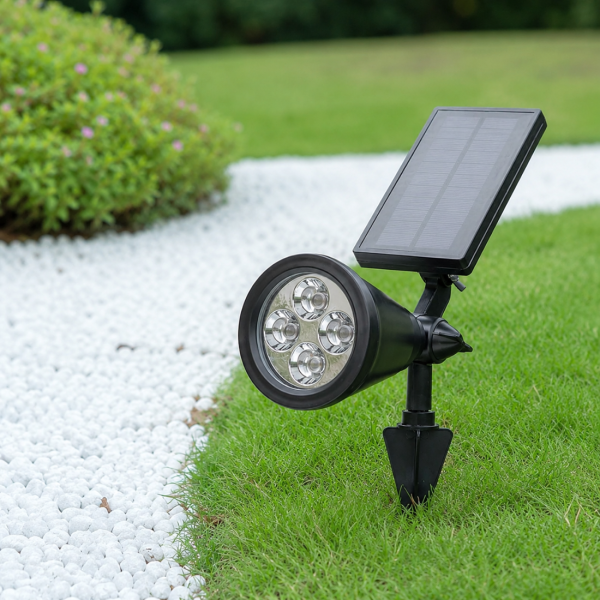 Соларен LED прожектор за градина 4 LED – Водоустойчив, с автоматично включване и регулируем соларен панел