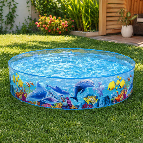 Детски басейн с твърди стени и морски дизайн с делфини, 183 x 38 см 2