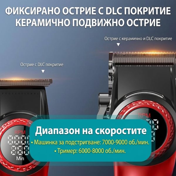Професионален комплект за подстригване VGR 3-в-1 – 21 Скорости, керамични DLC остриета и зарядна станция 6