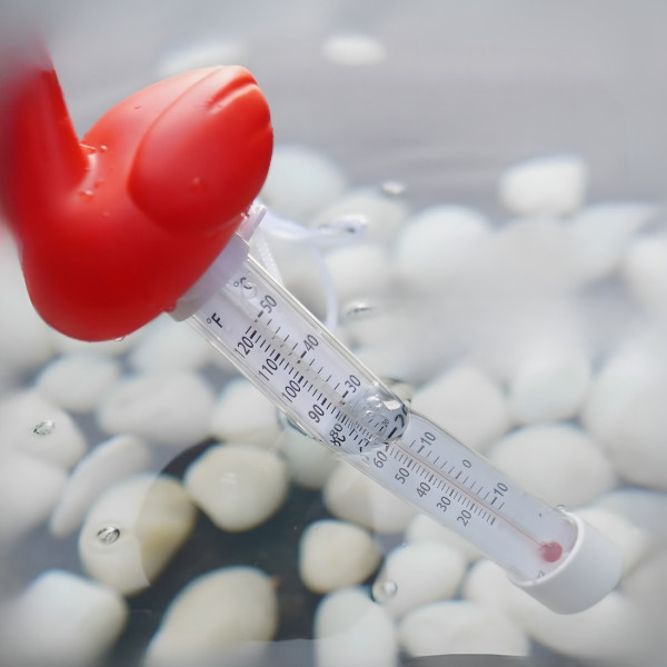 Плаващ термометър за басейн и спа Фламинго с двойна скала °C/°F и връв за закрепване