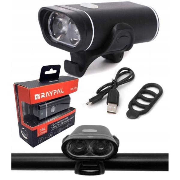 Преден LED фар за велосипед 350 lm – USB зареждане, 3 режима на светене и бърз монтаж