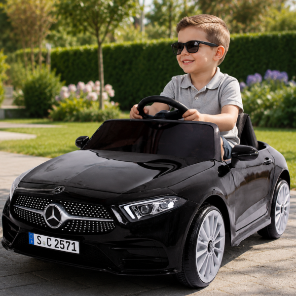 Акумулаторна кола Mercedes Benz CLS350 с кожена седалка 12V - черна 2
