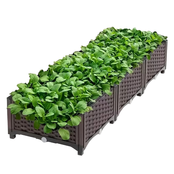 Модулна повдигната леха 120x40x22 см – За зеленчуци, билки и цветя, UV устойчива, кафява 9