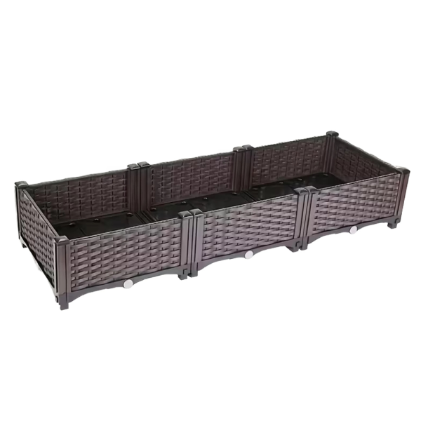 Модулна повдигната леха 120x40x22 см – За зеленчуци, билки и цветя, UV устойчива, кафява