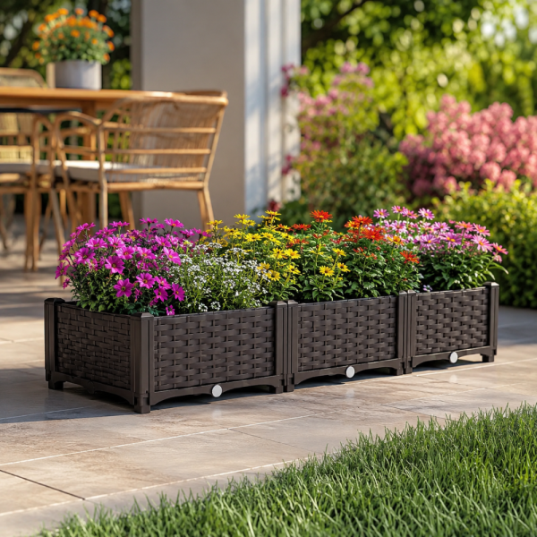 Модулна повдигната леха 120x40x22 см – За зеленчуци, билки и цветя, UV устойчива, кафява 1