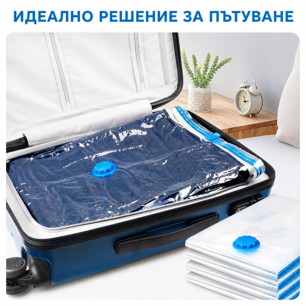 Комплект 12 вакуумни торби за съхранение 110x110 см с ръчна помпа – спестяват до 70% място 5