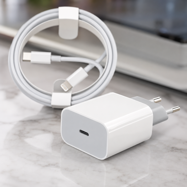 Apple 20W USB-C Fast Charger комплект с Lightning кабел – Бързо зареждане за iPhone