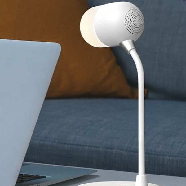 Настолна LED лампа 3 в 1 - Безжично зарядно 5W и Bluetooth високоговорител