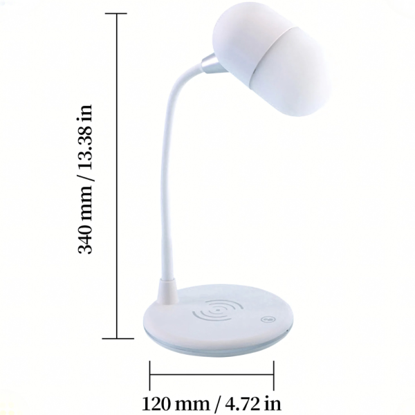 Настолна LED лампа 3 в 1 - Безжично зарядно 5W и Bluetooth високоговорител 9