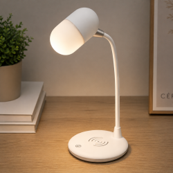 Настолна LED лампа 3 в 1 - Безжично зарядно 5W и Bluetooth високоговорител