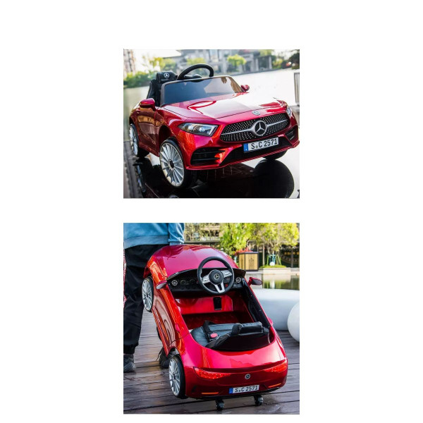 Розова акумулаторна кола Mercedes Benz CLS350 с кожена седалка 12V