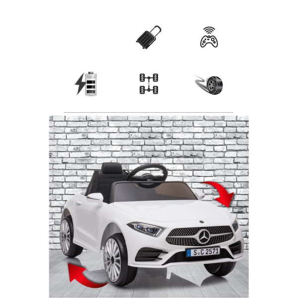 Розова акумулаторна кола Mercedes Benz CLS350 с кожена седалка 12V 13