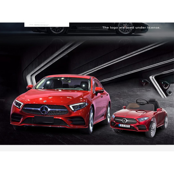 Червена акумулаторна кола Mercedes Benz CLS350 с кожена седалка 12V 6