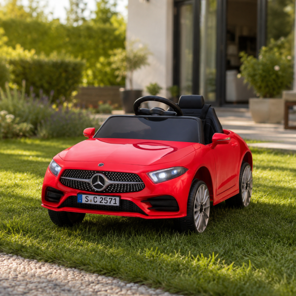 Червена акумулаторна кола Mercedes Benz CLS350 с кожена седалка 12V