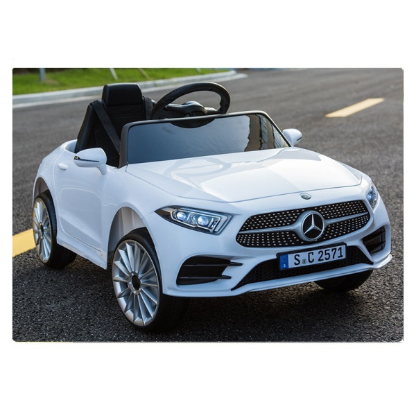 Бяла акумулаторна кола Mercedes Benz CLS350 с кожена седалка 12V 7