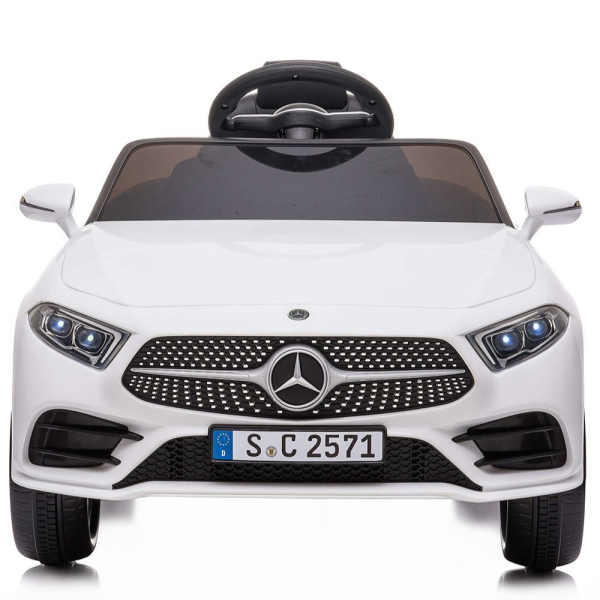 Бяла акумулаторна кола Mercedes Benz CLS350 с кожена седалка 12V