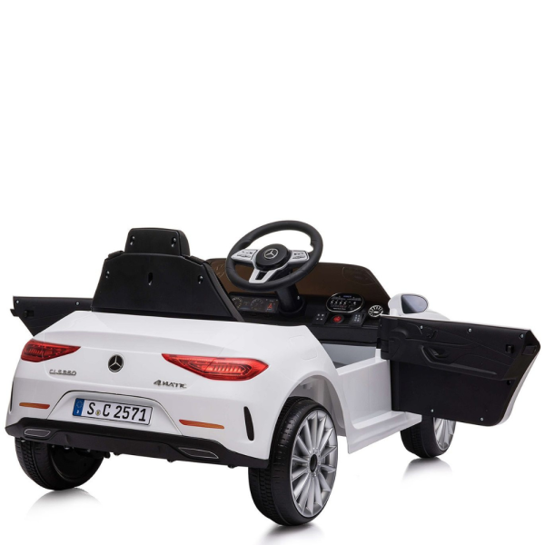 Бяла акумулаторна кола Mercedes Benz CLS350 с кожена седалка 12V