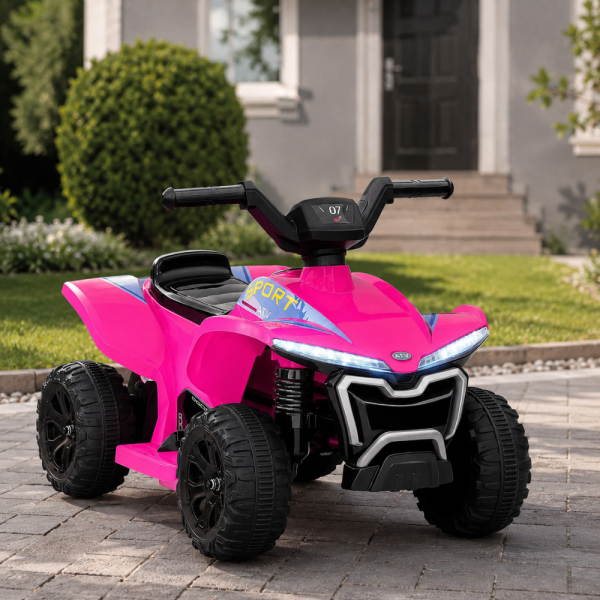 Детско акумулаторно ATV 6V 25W – Електрическо ATV с LED светлини за деца 1.5+ години, розово