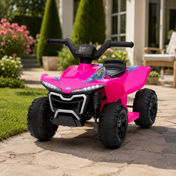 Детско акумулаторно ATV 6V 25W – Електрическо ATV с LED светлини за деца 1.5+ години, розово