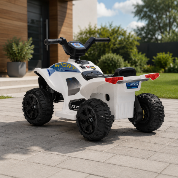 Детско акумулаторно ATV 6V 25W – Електрическо ATV с LED светлини за деца 1.5+ години, бяло 3