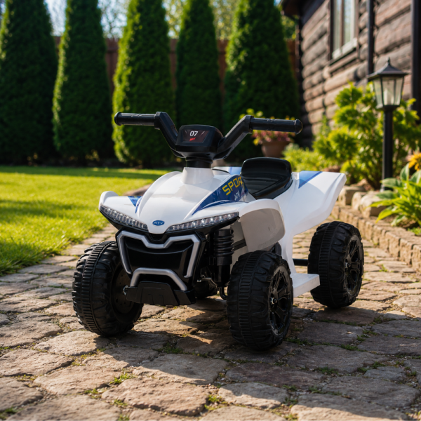 Детско акумулаторно ATV 6V 25W – Електрическо ATV с LED светлини за деца 1.5+ години, бяло 1