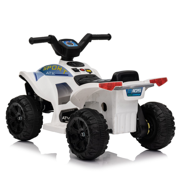 Детско акумулаторно ATV 6V 25W – Електрическо ATV с LED светлини за деца 1.5+ години, бяло 6