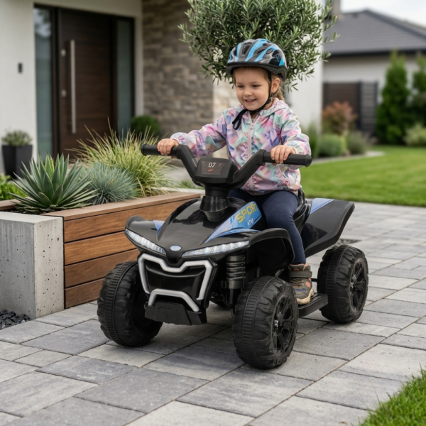 Детско акумулаторно ATV 6V 25W – Електрическо ATV с LED светлини за деца 1.5+ години, черно 2