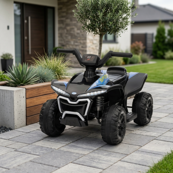 Детско акумулаторно ATV 6V 25W – Електрическо ATV с LED светлини за деца 1.5+ години, черно 3