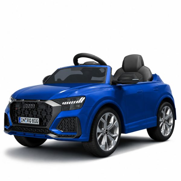 Детска акумулаторна кола Audi RS Q8 12V - Дистанционно управление, музика, LED светлини и амортисьори – синя 4