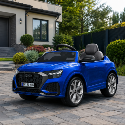 Детска акумулаторна кола Audi RS Q8 12V - Дистанционно управление, музика, LED светлини и амортисьори – синя