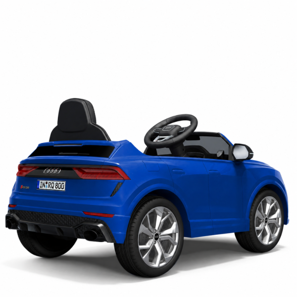 Детска акумулаторна кола Audi RS Q8 12V - Дистанционно управление, музика, LED светлини и амортисьори – синя