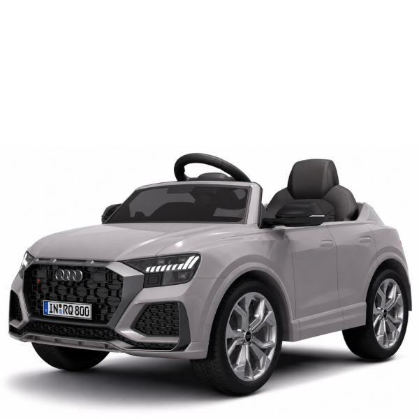 Детска акумулаторна кола Audi RS Q8 12V - Дистанционно управление, музика, LED светлини и амортисьори – сива