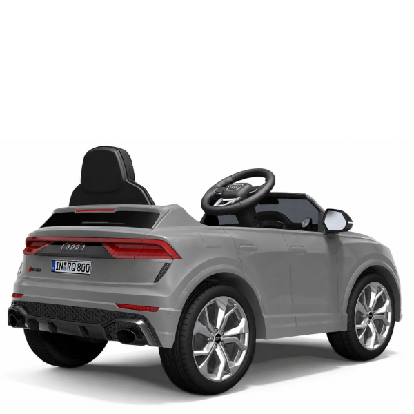 Детска акумулаторна кола Audi RS Q8 12V - Дистанционно управление, музика, LED светлини и амортисьори – сива 5