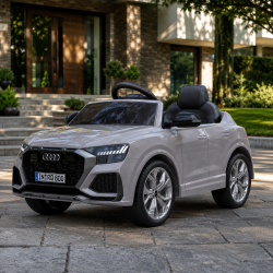 Детска акумулаторна кола Audi RS Q8 12V - Дистанционно управление, музика, LED светлини и амортисьори – сива