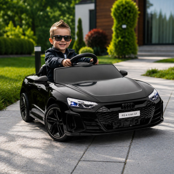 Акумулаторен джип Audi RS E-Tron GT 4X4 Licensed с меки гуми и кожена седалка 12V 2