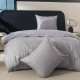 Спален комплект 3 части - 160x200 см с 2 калъфки, сатенени райета, микрофибър/памук, с цип, хипоалергенен - сив 9